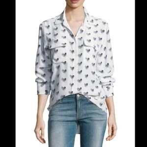 Equipment Essential Heart Print Silk Shirt